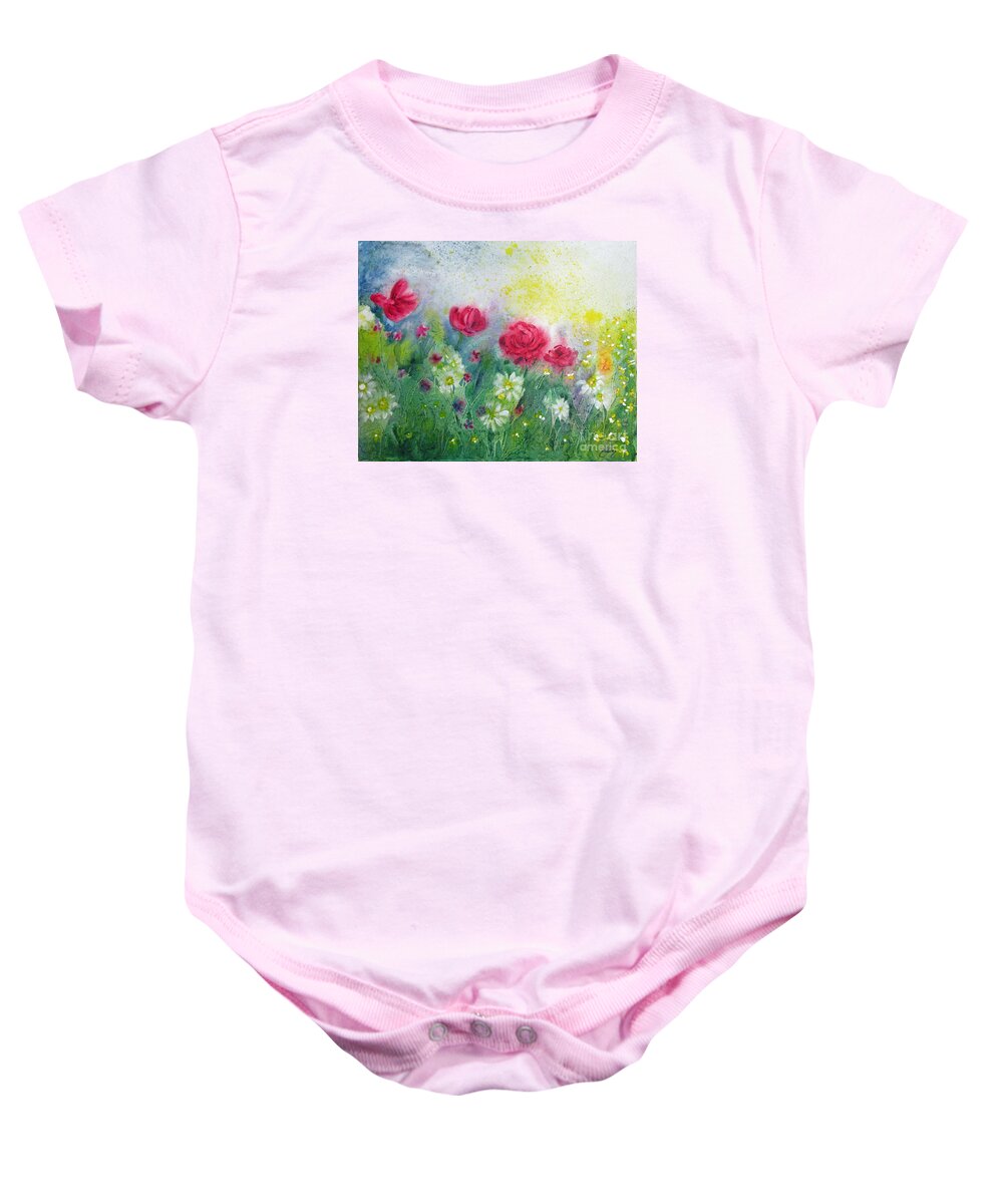 Painting Baby Onesie featuring the painting Garden Mist by Daniela Easter