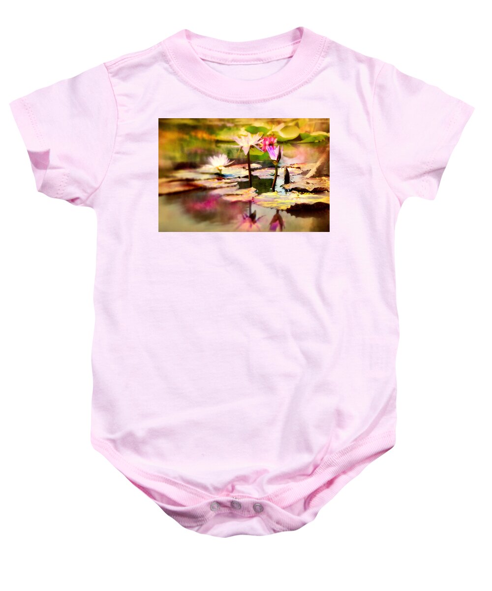 Water Lilies Baby Onesie featuring the photograph Gentle on My Mind by Diana Angstadt