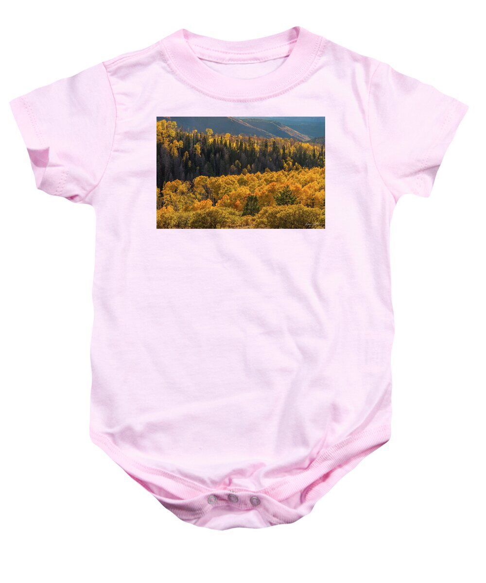 Moab Baby Onesie featuring the photograph Geyser Pass Road, La Sal Mountains by Dan Norris