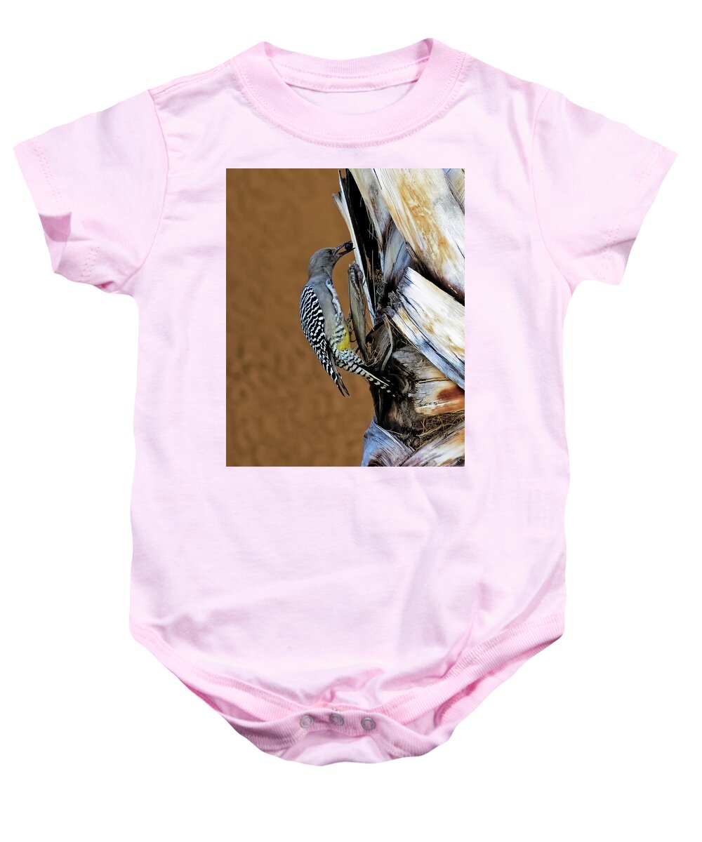 Myhaver Photography Baby Onesie featuring the photograph Gila Woodpecker v33 by Mark Myhaver