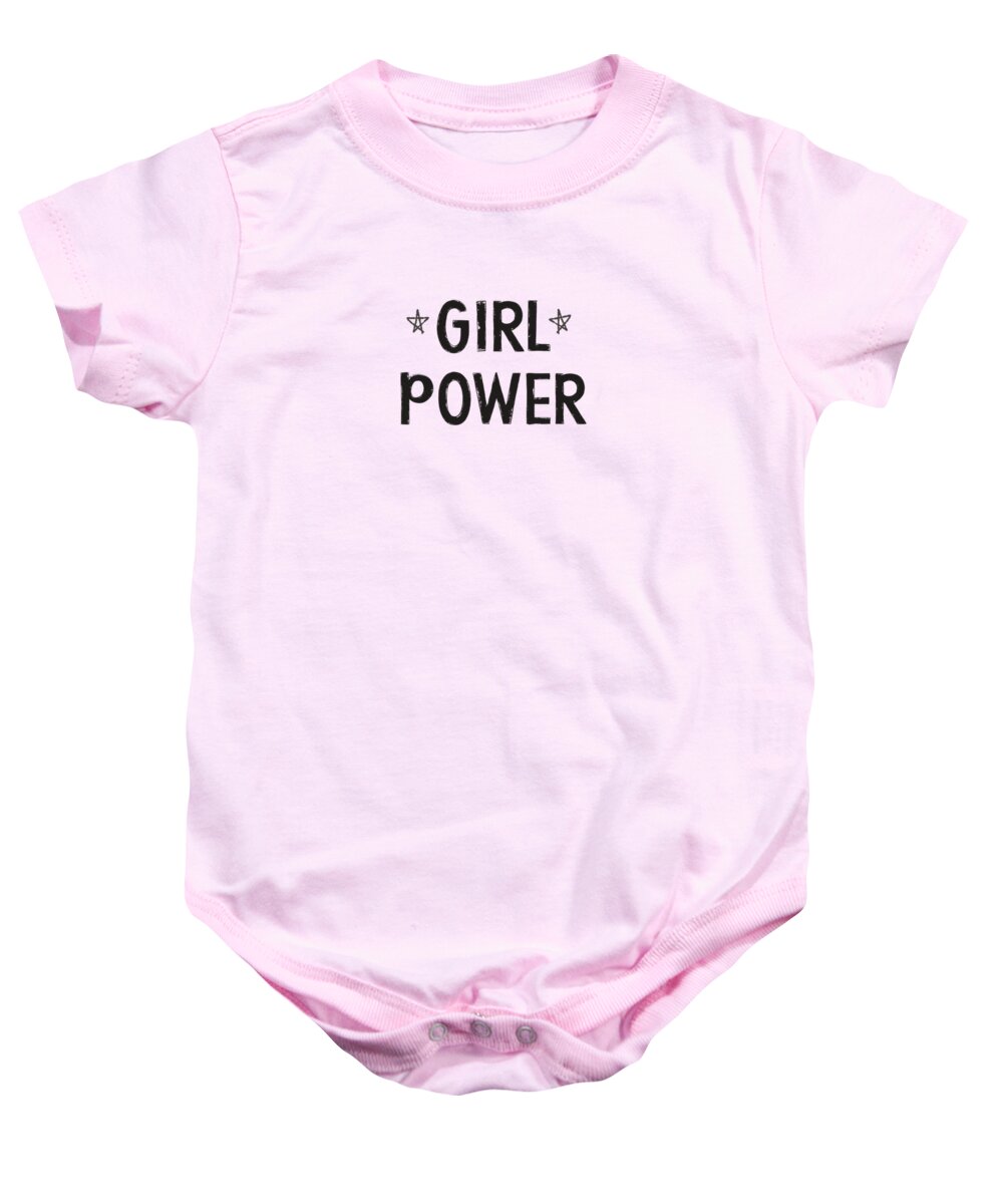 Girl Power Baby Onesie featuring the digital art Girl Power- Design by Linda Woods by Linda Woods