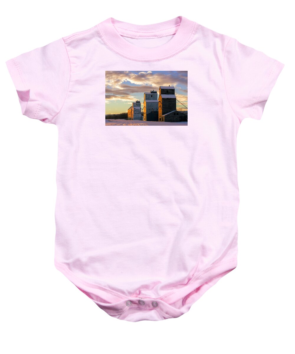 Grain Elevator Baby Onesie featuring the photograph Granary Row by Todd Klassy