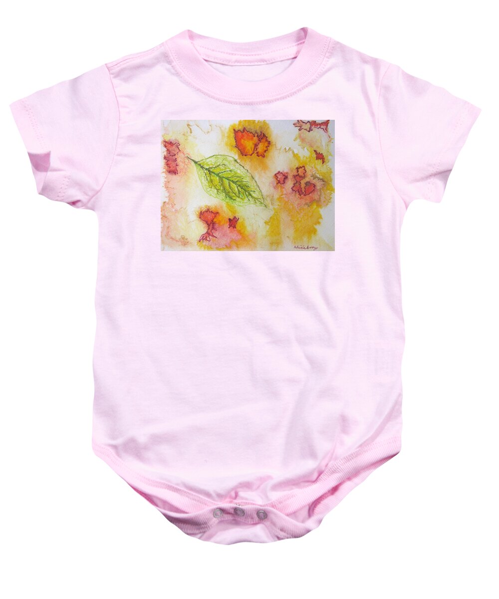 Nature Baby Onesie featuring the painting Green Leaf of Fall by Patricia Arroyo