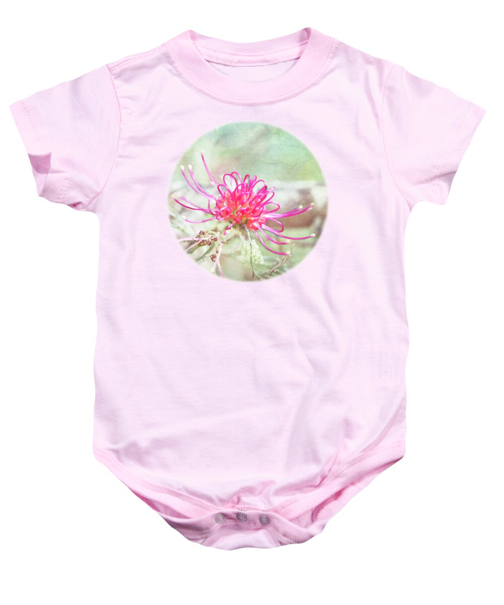 Flowers Pink Baby Onesie featuring the photograph Grevillea by Linda Lees