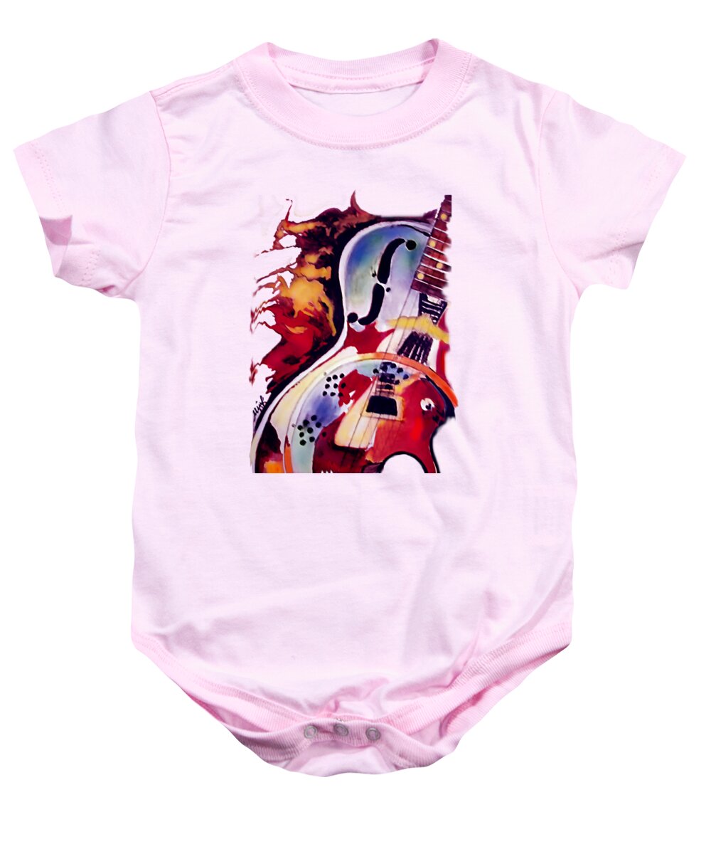 Guitar Baby Onesie featuring the painting Guitar Flow by Melanie D