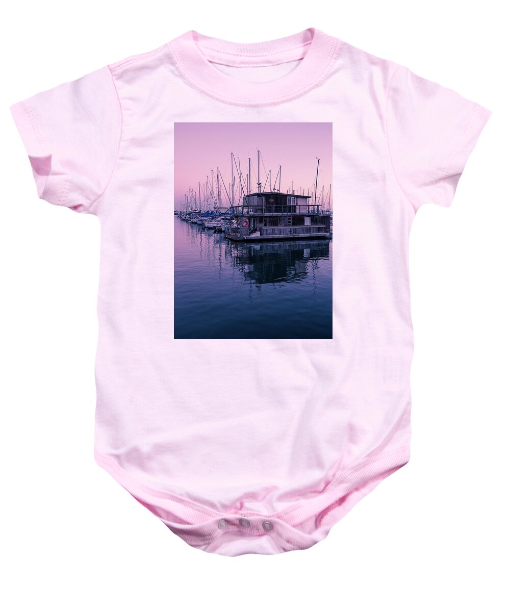 Harbor Baby Onesie featuring the photograph Harbor at Santa Barbara by Tim Newton