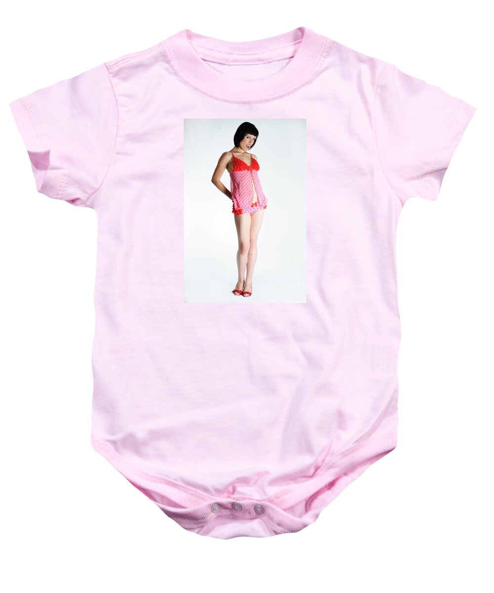 Pink Baby Onesie featuring the photograph Hay what did I do? by Robert WK Clark