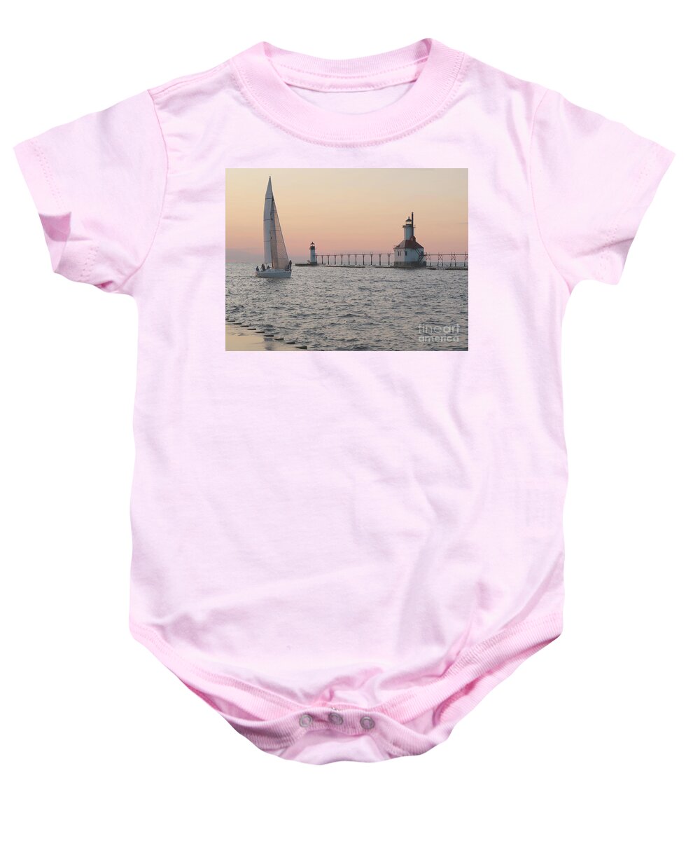 Sailboat Baby Onesie featuring the photograph Heading In by Ann Horn