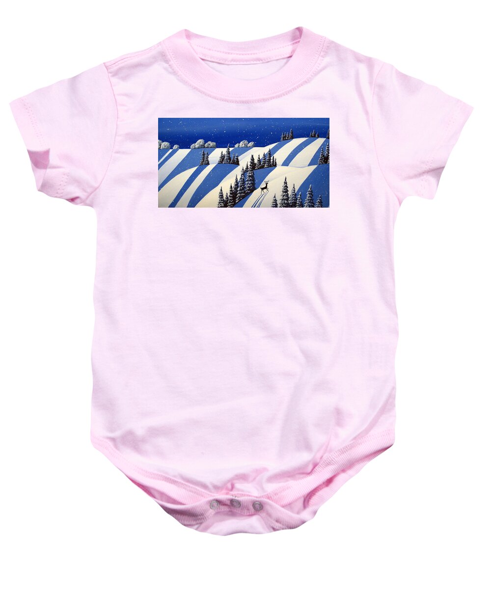 Art Baby Onesie featuring the painting Heading North - modern winter landscape by Debbie Criswell