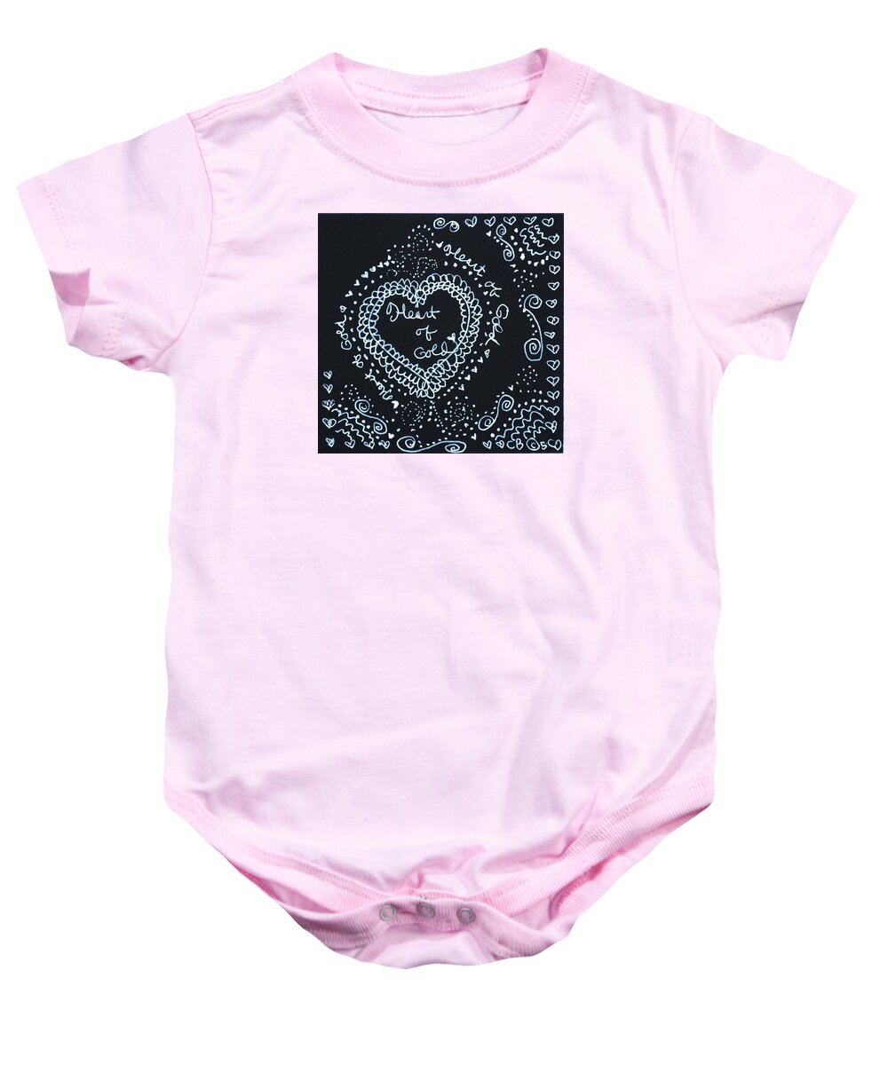 Caregiver Baby Onesie featuring the drawing Heart Of Gold by Carole Brecht