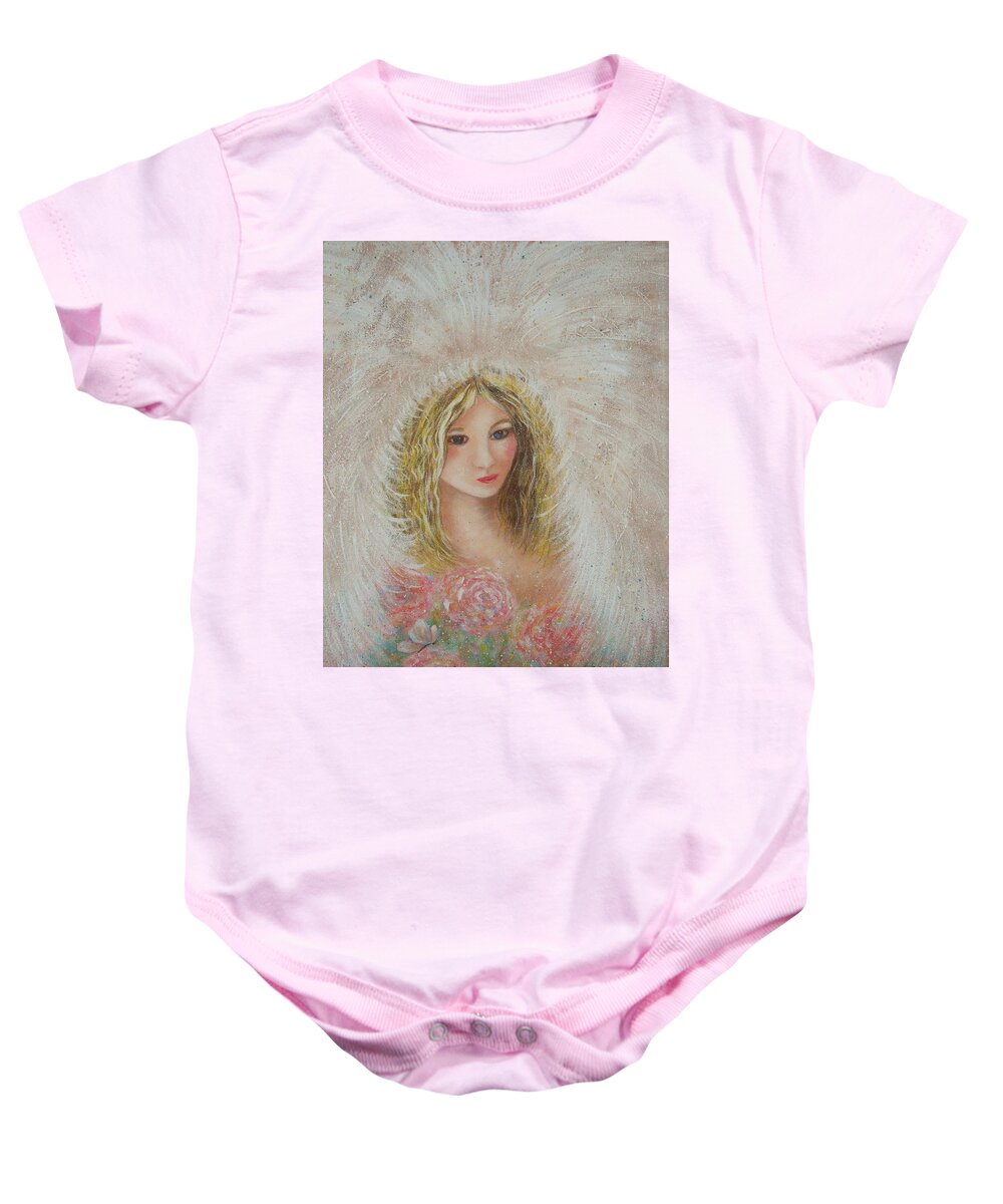 Angel Baby Onesie featuring the painting Heavenly Angel by Natalie Holland
