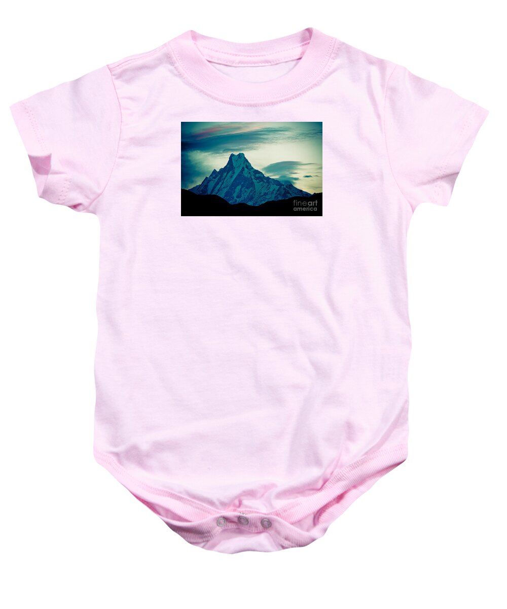Annapurna Baby Onesie featuring the photograph Holy Mount Fish Tail Machhapuchare 6998m by Raimond Klavins