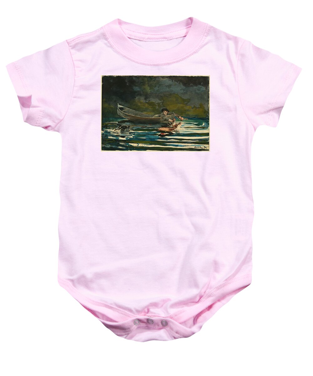 Winslow Homer Baby Onesie featuring the drawing Hound and Hunter. Sketch by Winslow Homer