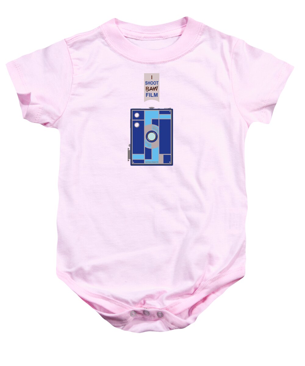 Camera Baby Onesie featuring the digital art I Shoot Film by Mal Bray