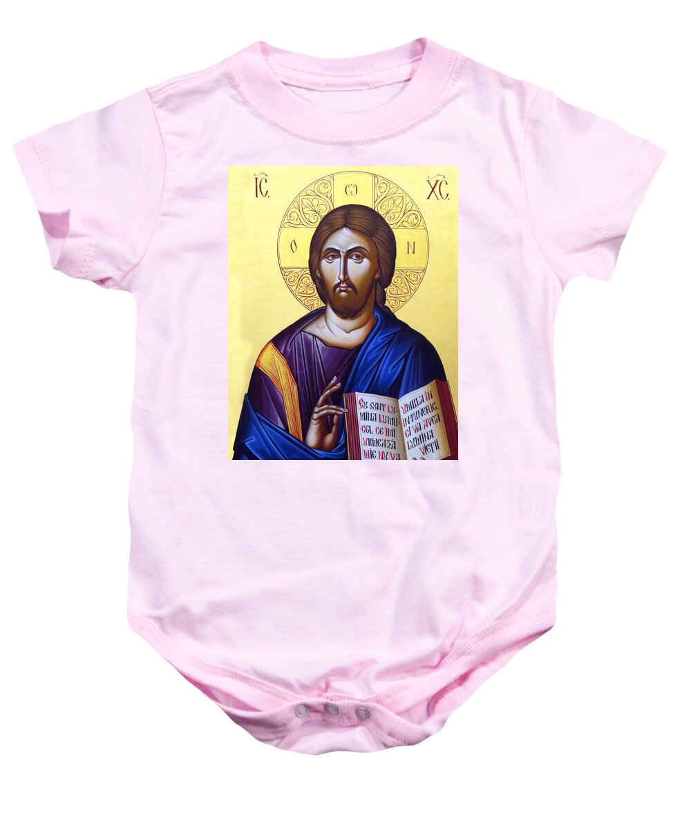 Icon Of Christ Baby Onesie featuring the photograph Icon of Christ in Jericho by Munir Alawi