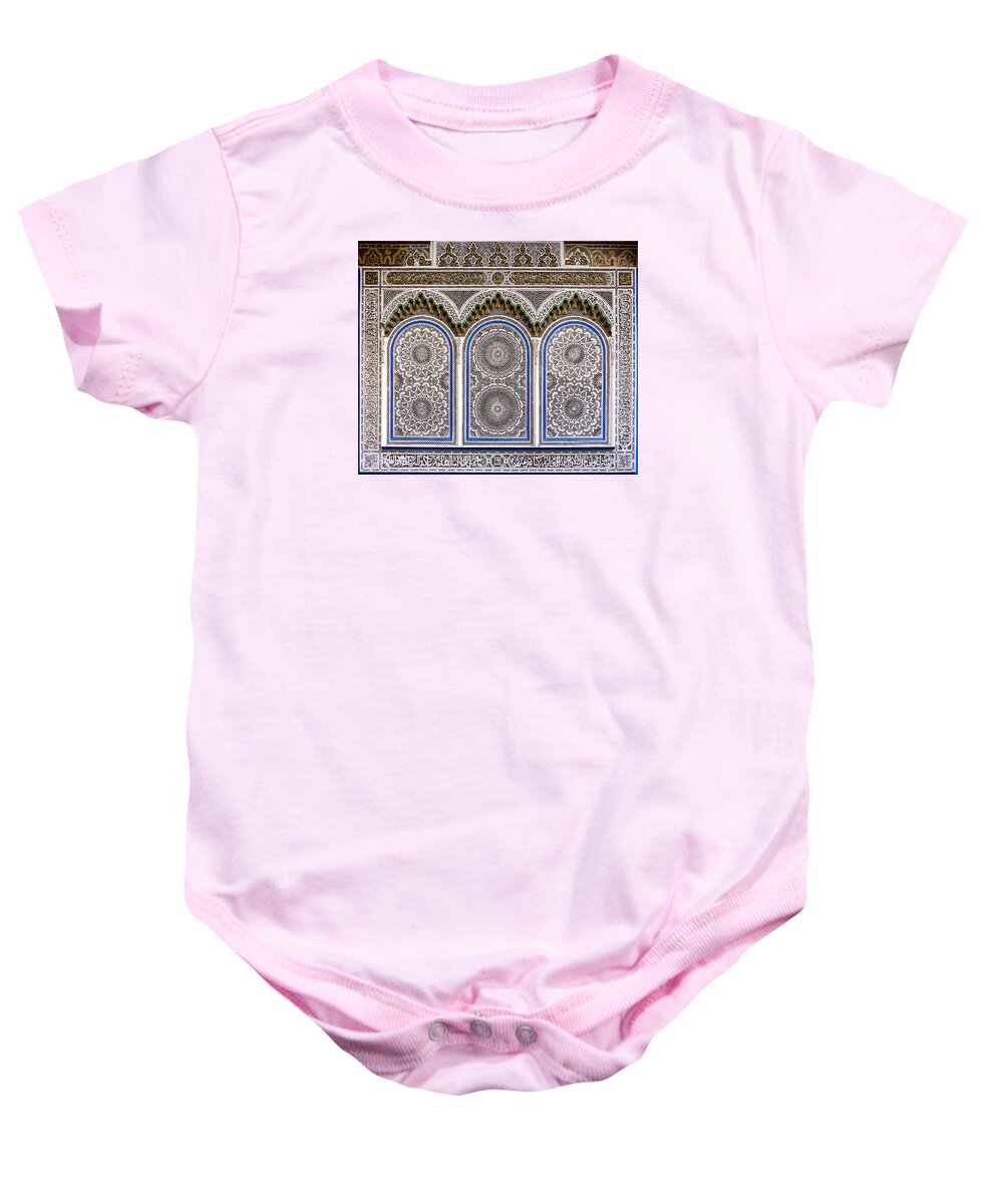Fes Baby Onesie featuring the photograph Islamic art - 1 by Claudio Maioli