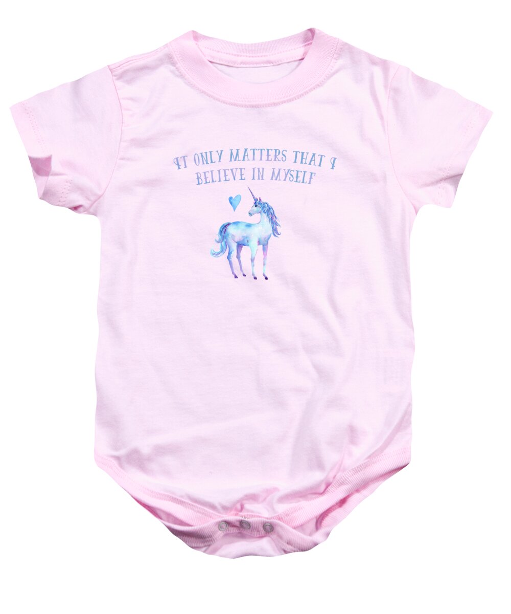 Unicorn Baby Onesie featuring the painting It Only Matters That I Believe In Myself by Little Bunny Sunshine