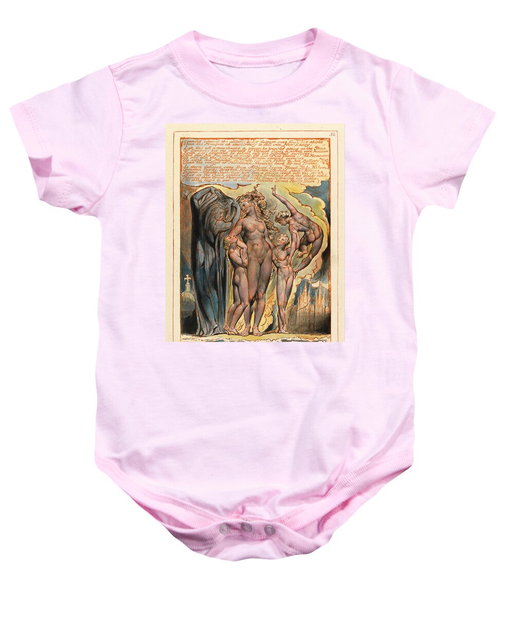 William Blake Baby Onesie featuring the drawing Jerusalem. Plate 32 by William Blake