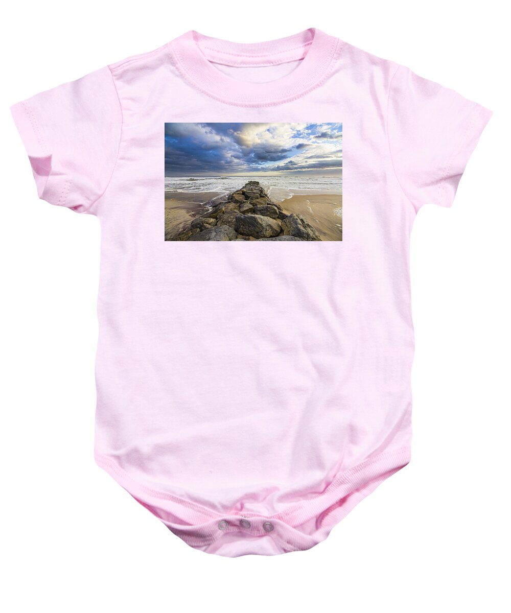 Jetty Baby Onesie featuring the photograph Jetty Four Cloudscape by Robert Seifert