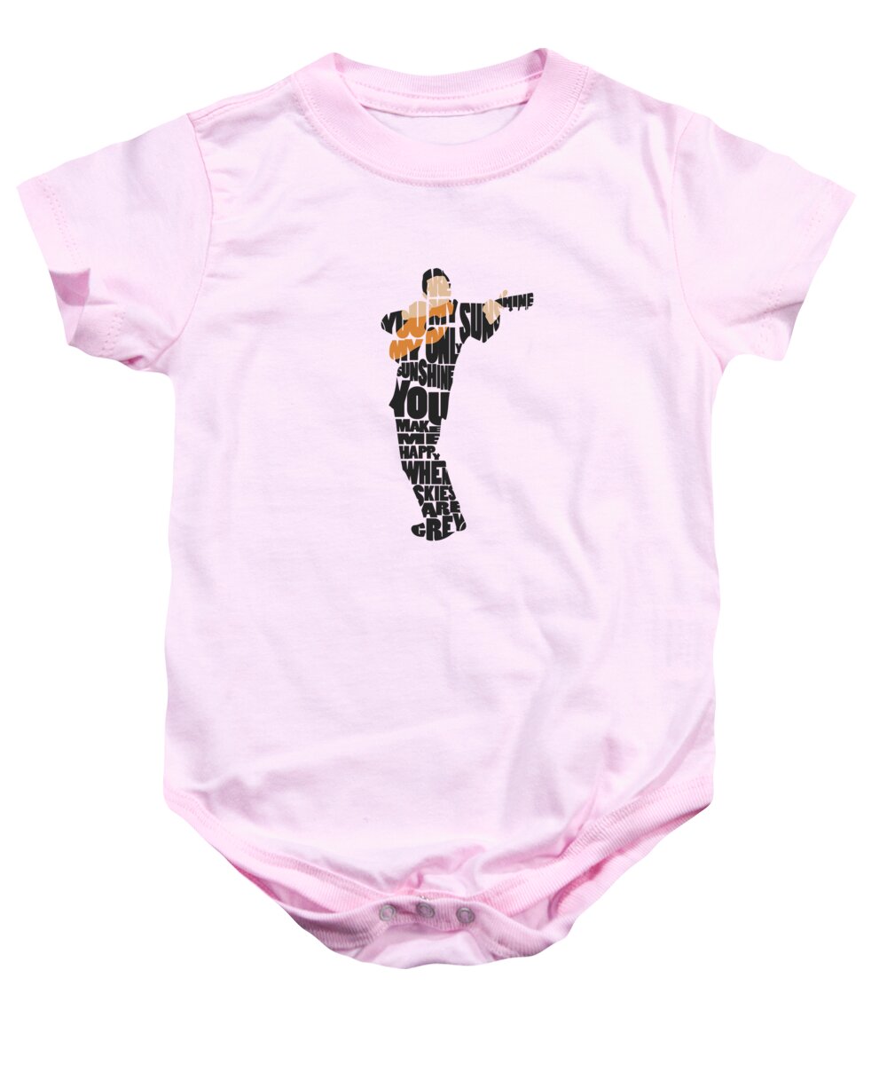 Johnny Cash Baby Onesie featuring the painting Johnny Cash Typography Art by Inspirowl Design