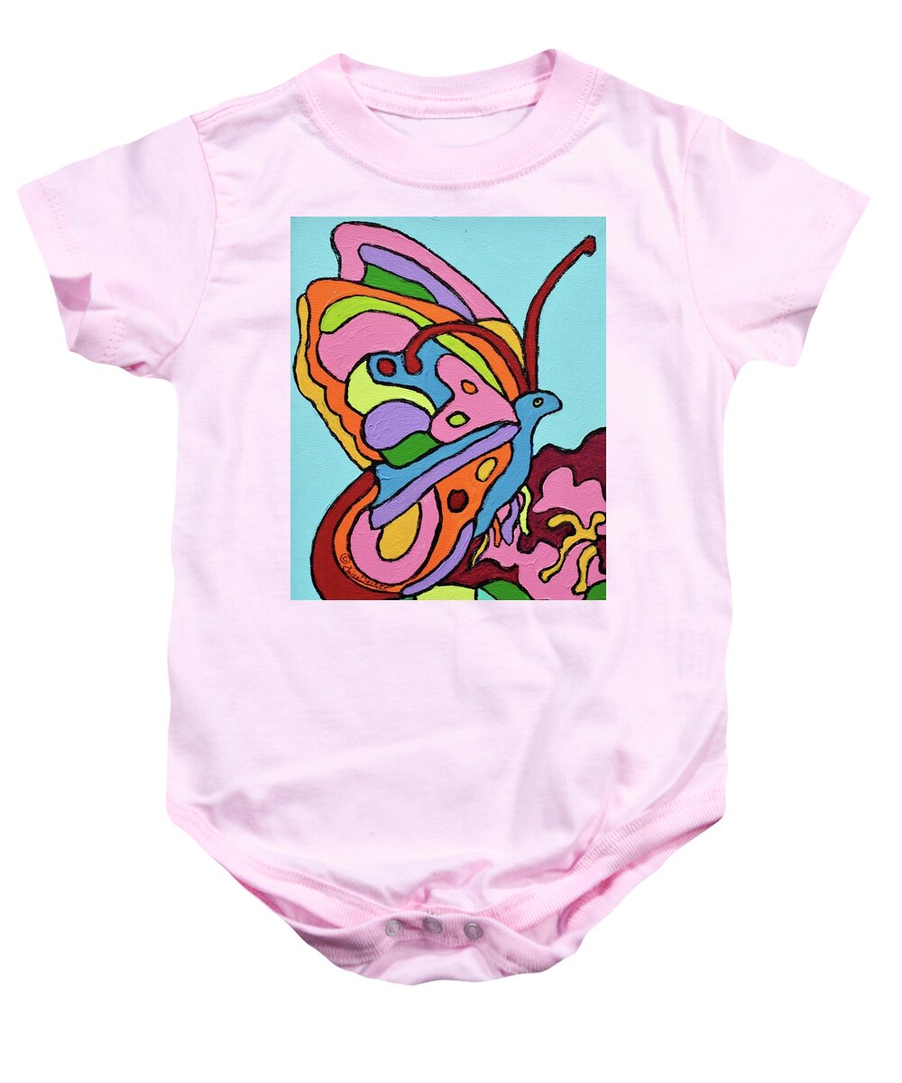 Butterfly Baby Onesie featuring the painting Josie the Butterfly by Claire Decker
