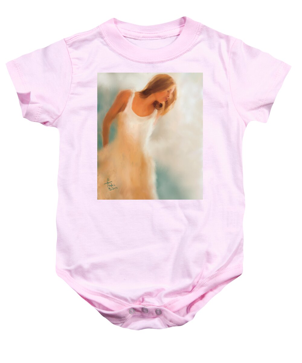 Woman Baby Onesie featuring the painting Lady in White by Colleen Taylor