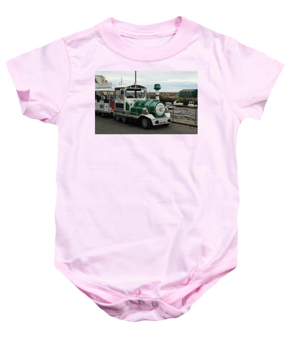 Land Baby Onesie featuring the photograph Land Train In St Andrews Harbour by Adrian Wale