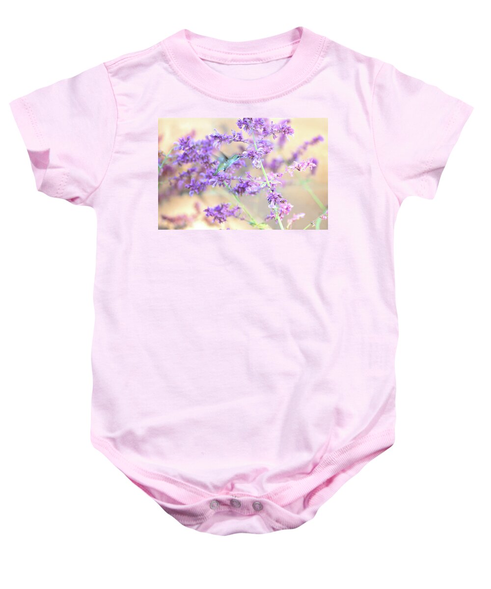 Hummingbirds Baby Onesie featuring the photograph Lavender Hummingbird Dream by Lynn Bauer