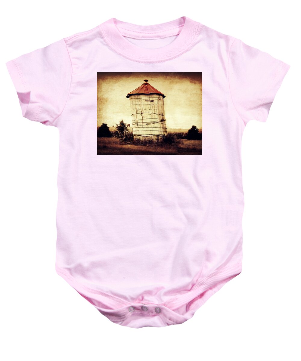 Country Art Baby Onesie featuring the photograph Leaning tower by Julie Hamilton