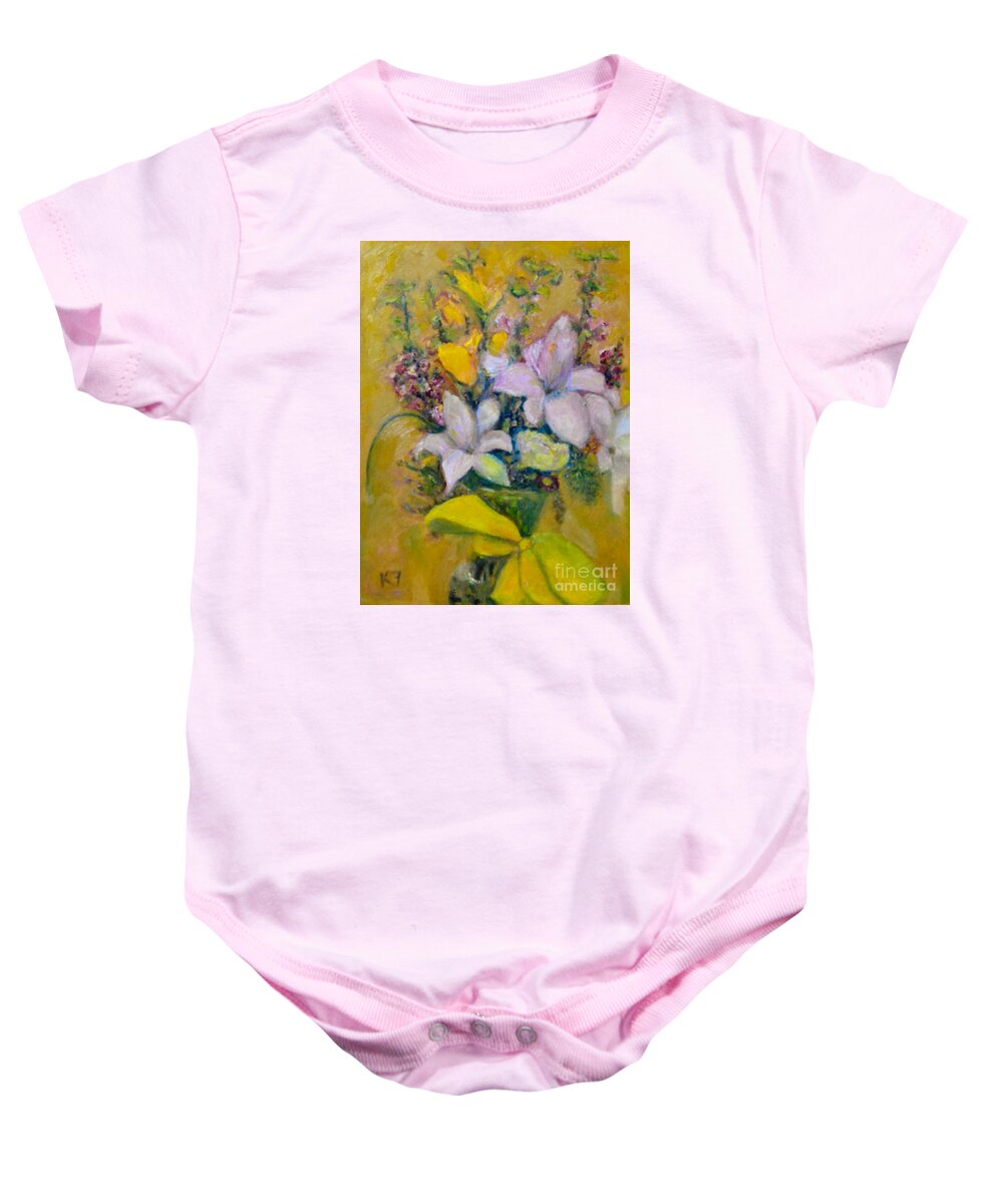 May Baby Onesie featuring the painting Les Fleurs de Mai by Karen Francis