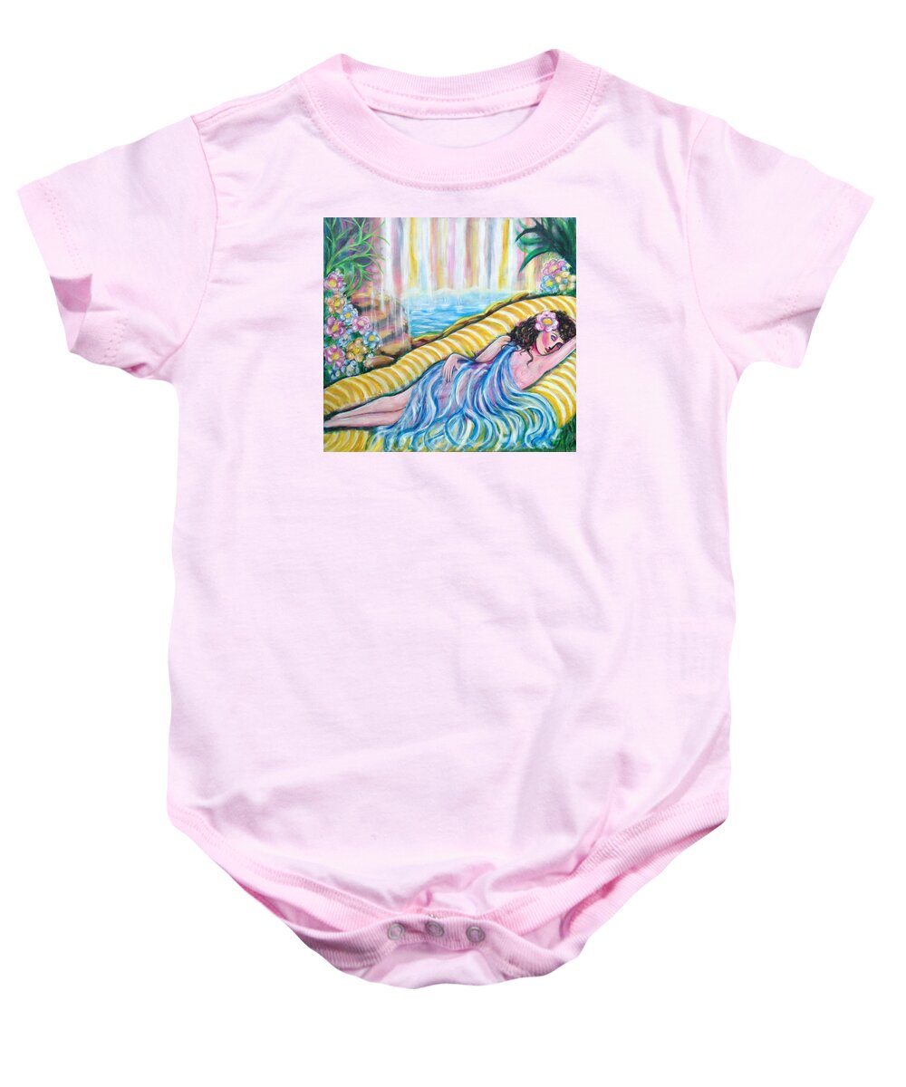 Waterfall Baby Onesie featuring the painting Life Doesn't Get Any Better by Anya Heller
