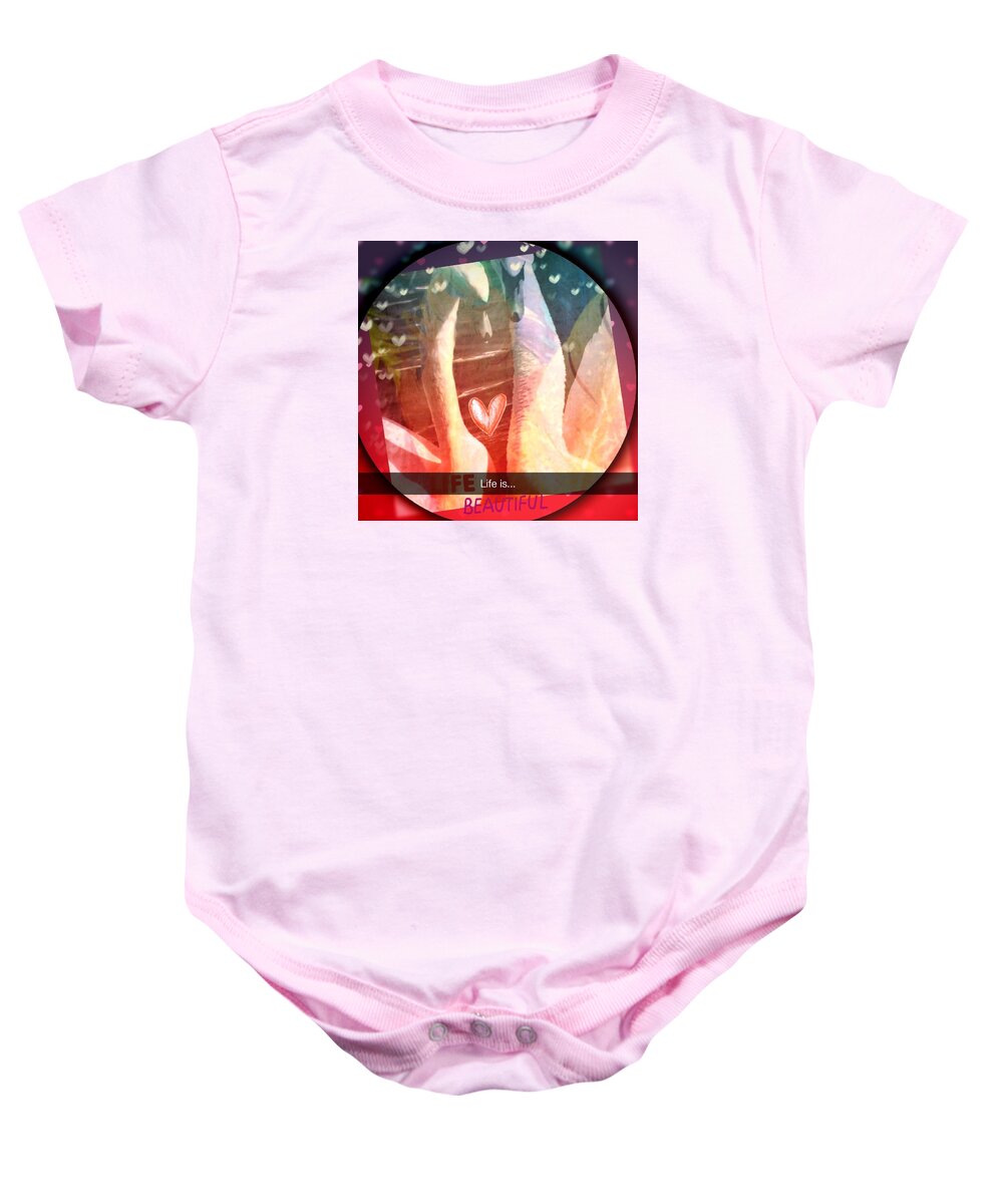 Swans Baby Onesie featuring the digital art Life is beautiful by Christine Paris