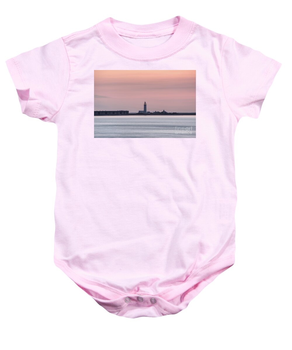 Clayton Baby Onesie featuring the photograph Lighthouse at Hurst Castle by Clayton Bastiani