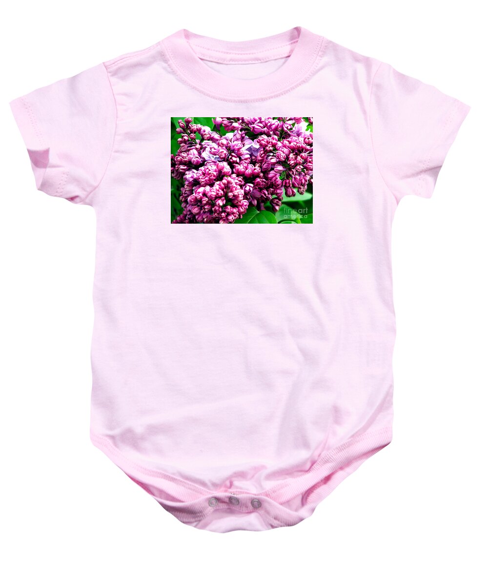Lilac Blossoms Abstract Soft Effect 1 Baby Onesie featuring the photograph Lilac Blossoms Abstract Soft Effect 1 by Rose Santuci-Sofranko