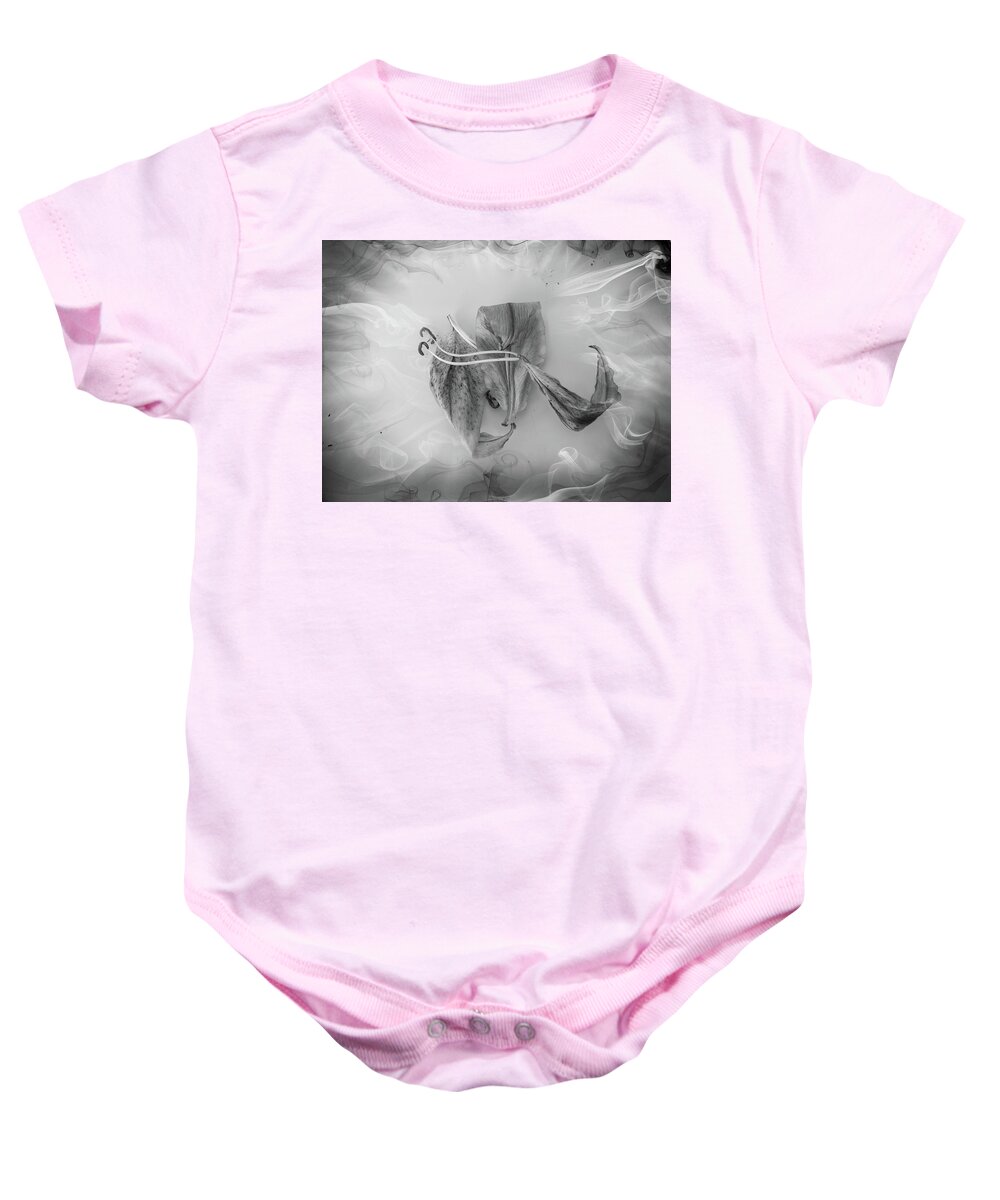 Lily Baby Onesie featuring the photograph Lily in Smoke by Hugh Smith