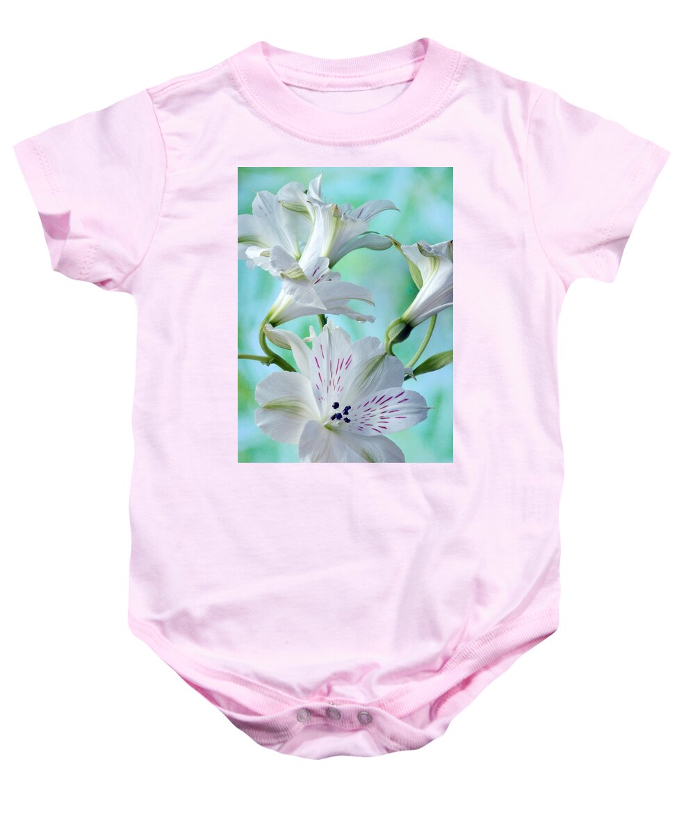 Peruvian Lily Baby Onesie featuring the photograph Lily Of The Incas by Terence Davis
