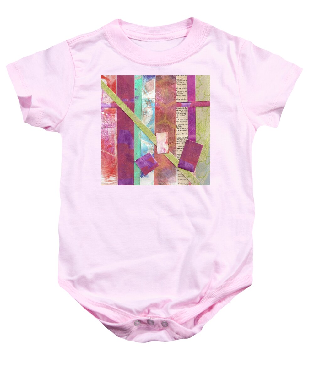 Abstract Baby Onesie featuring the painting Lines on a Page by Cynthia Westbrook