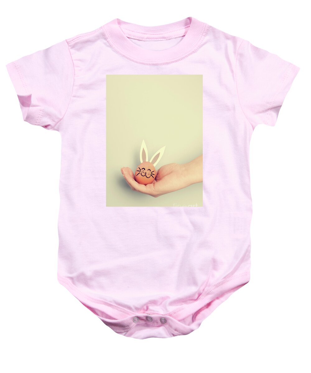 Egg Baby Onesie featuring the photograph Little Easter bunny made from an egg by Michal Bednarek