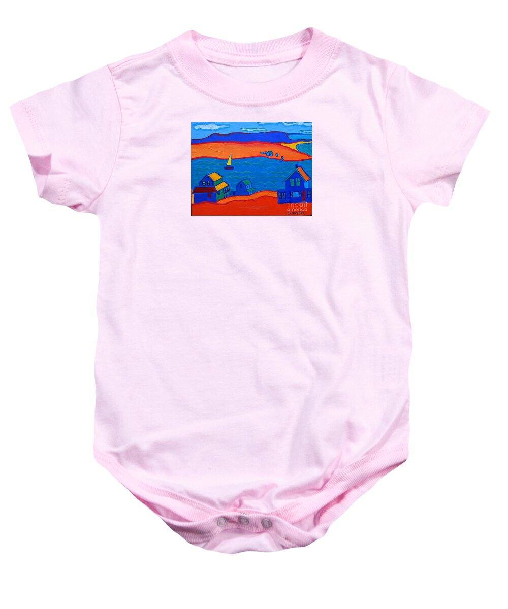 Landscape Baby Onesie featuring the painting Little Neck Cottages by Debra Bretton Robinson