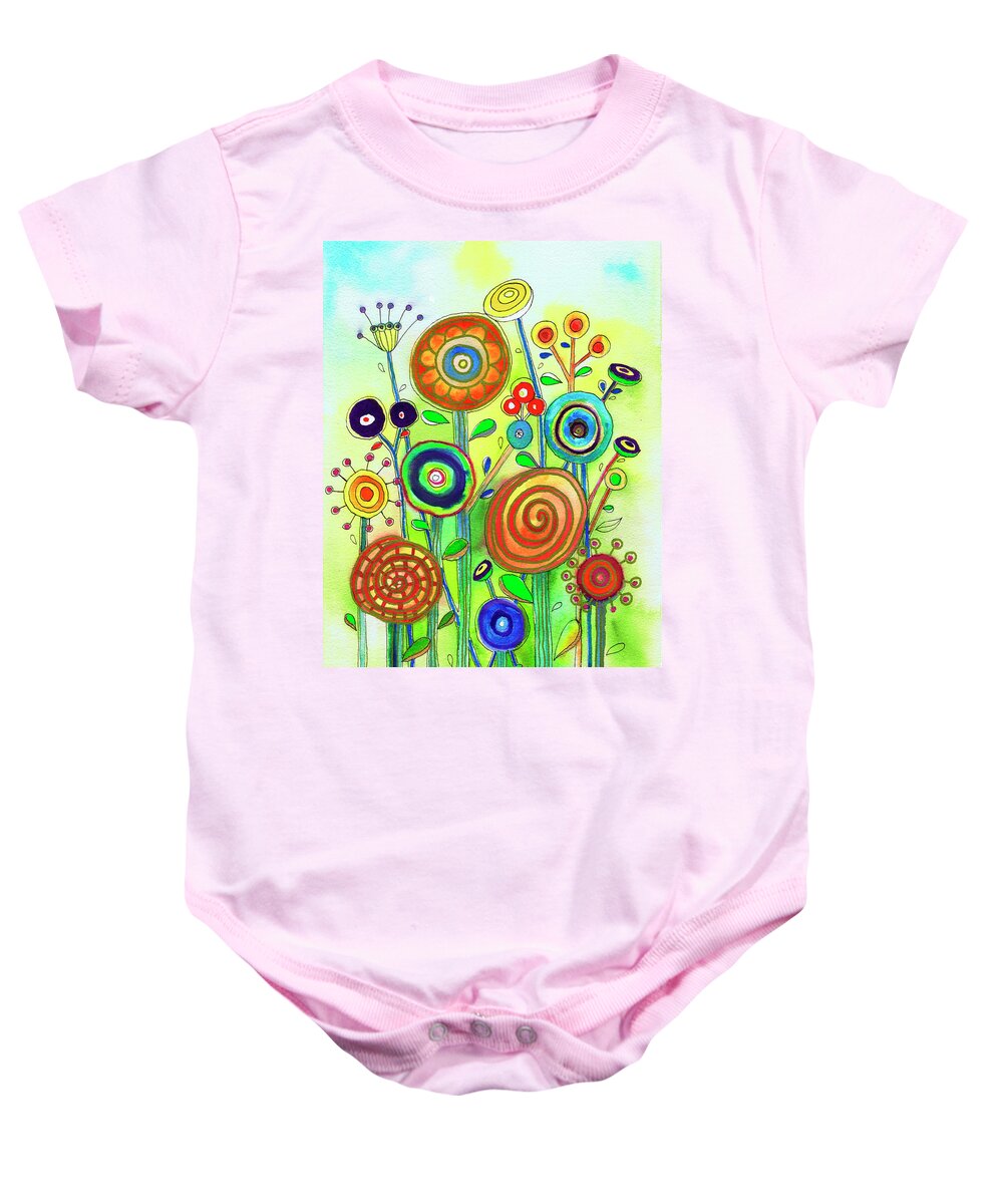 Watercolor Baby Onesie featuring the painting Lollipop Garden by Isabel Salvador