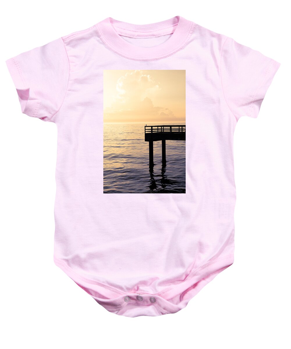 Beach Baby Onesie featuring the photograph Lone Bird at Morning by Marilyn Hunt