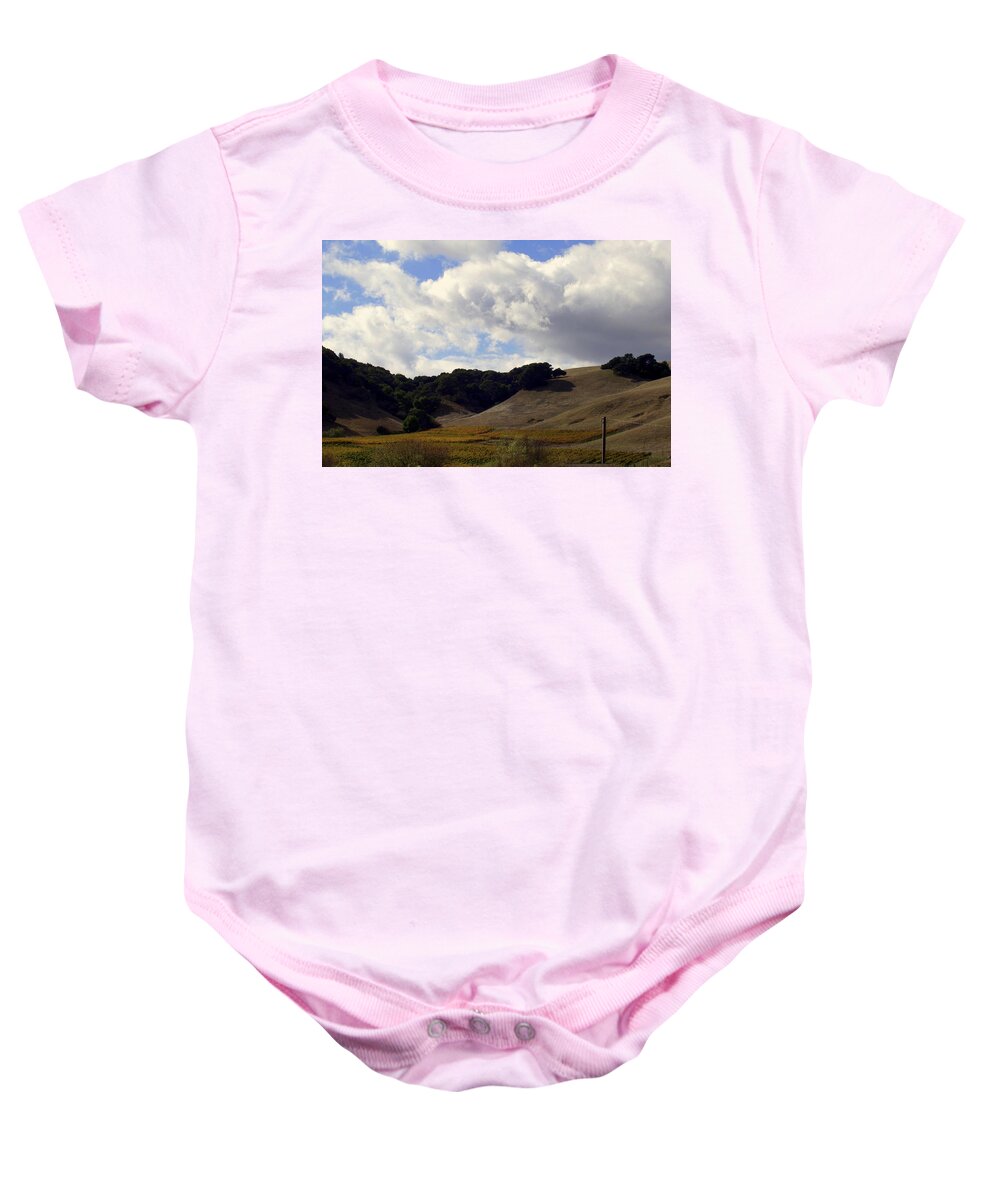 Field Baby Onesie featuring the photograph Looming Field of Sonoma by Deborah Crew-Johnson