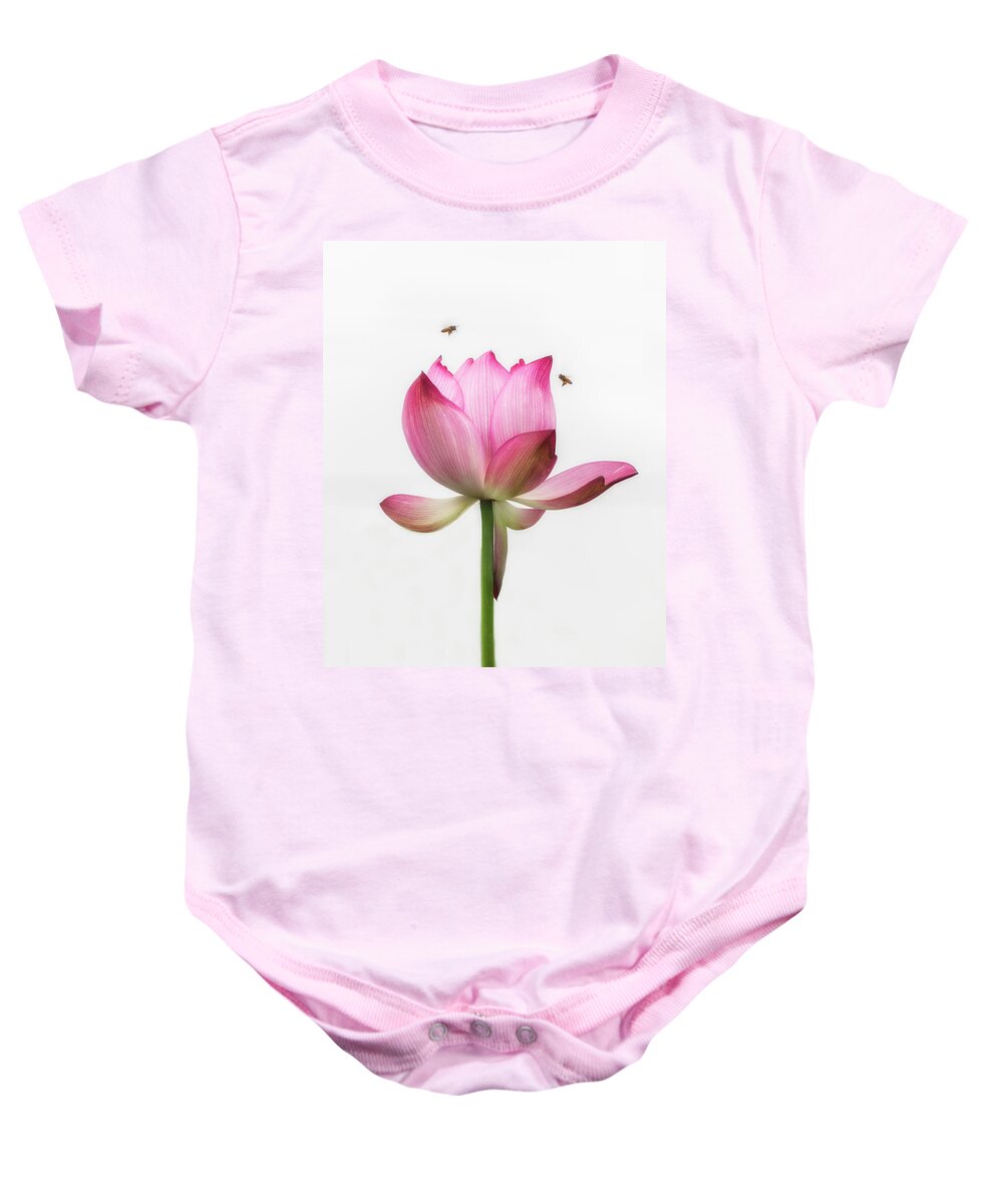 China Baby Onesie featuring the photograph Attraction between the bees and the flower. by Usha Peddamatham