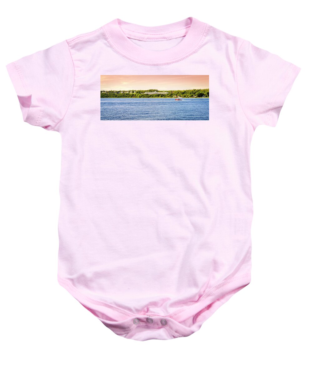 America Baby Onesie featuring the photograph Mackinac Island Grand Hotel by Alexey Stiop