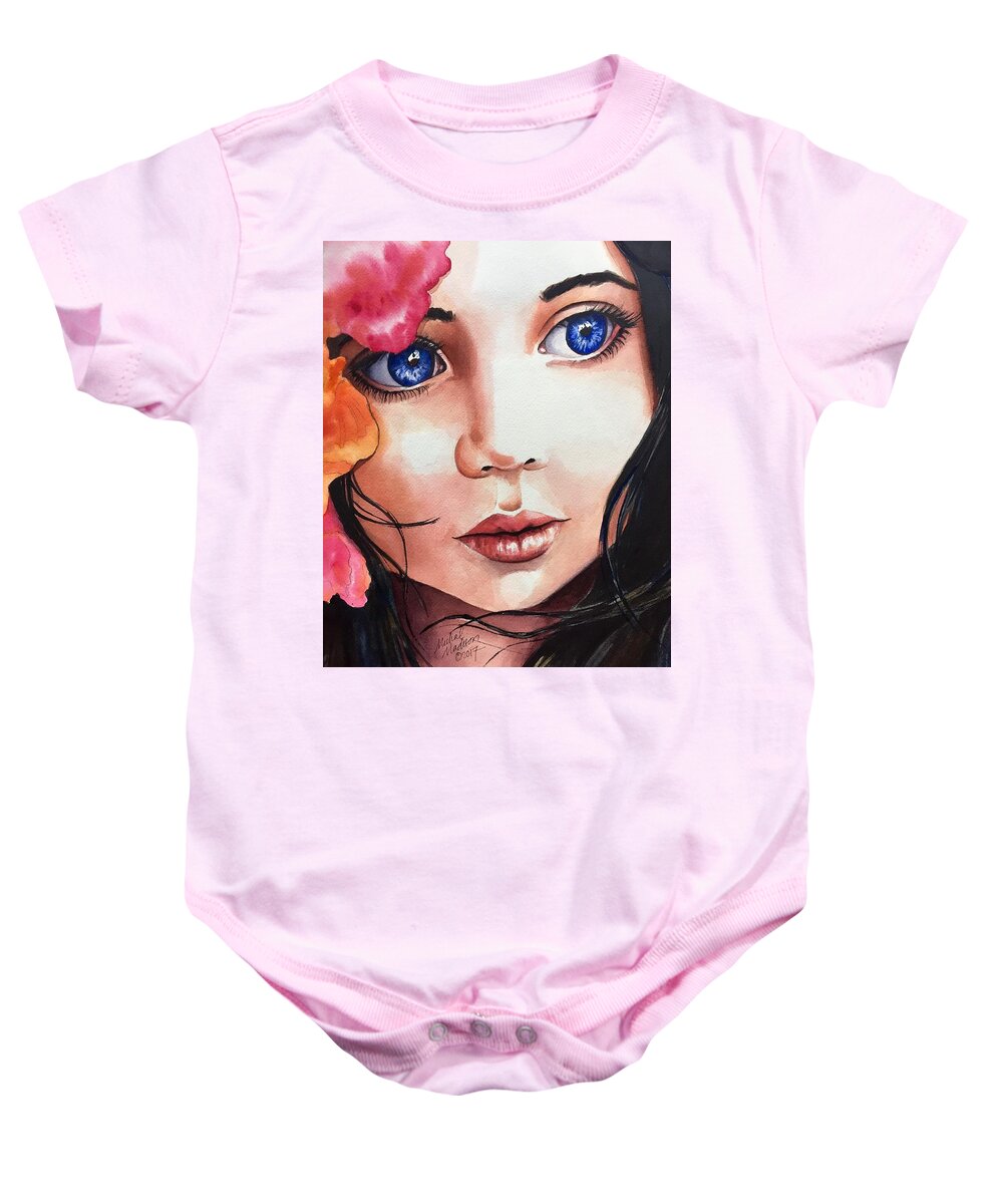 Girl Baby Onesie featuring the painting Magic Secrets by Michal Madison