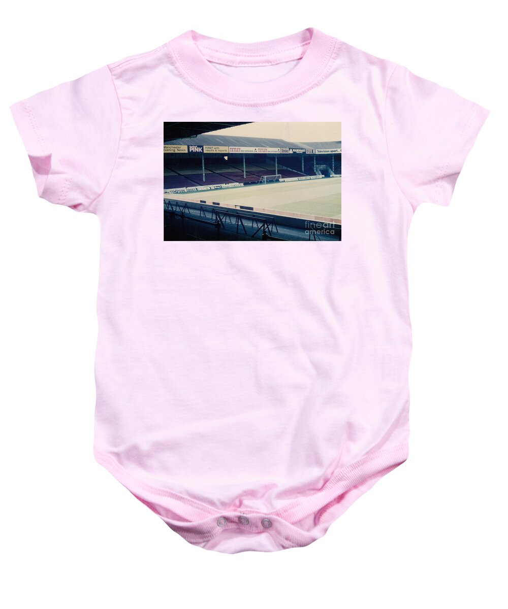 Manchester City Baby Onesie featuring the photograph Manchester City - Maine Road - South Stand 2 - 1970s by Legendary Football Grounds