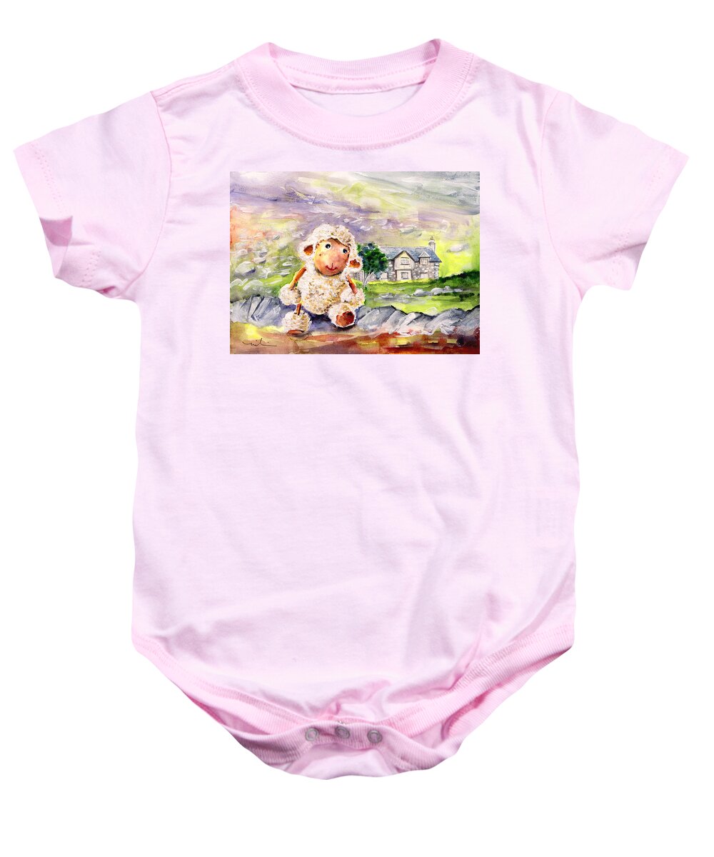 Animals Baby Onesie featuring the painting Mary The Scottish Sheep by Miki De Goodaboom