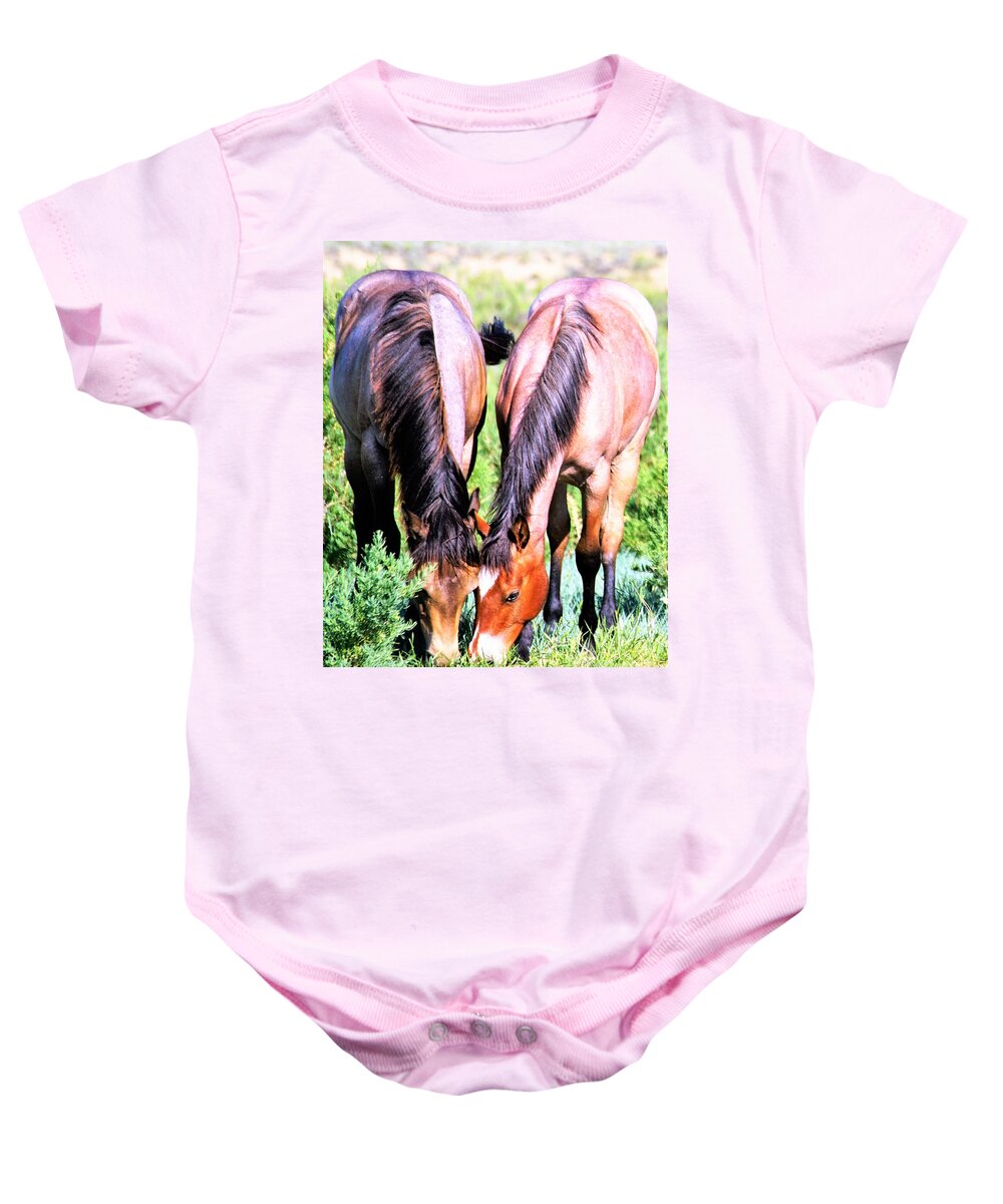 Horses Baby Onesie featuring the photograph Meal Sharing by Merle Grenz