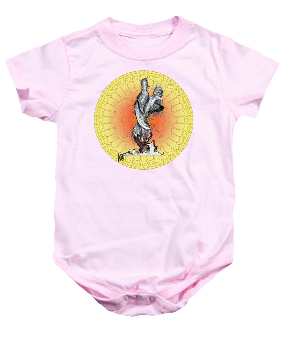Chinese Crested Baby Onesie featuring the drawing Meditating Chinese Crested by Canine Caricatures By John LaFree