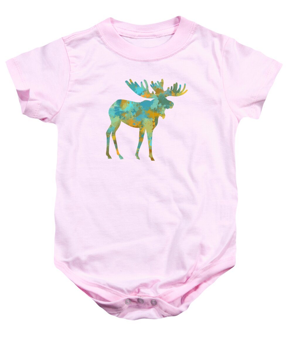 Moose Baby Onesie featuring the mixed media Moose Watercolor Art by Christina Rollo